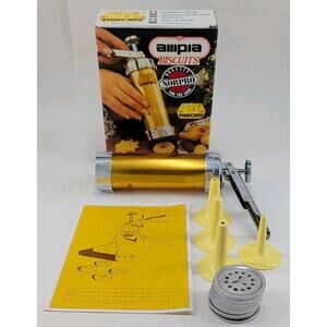 Marcato Atlas Vintage Biscuits Cookie Press 4 Tips and 20 Discs. Made in Italy.